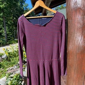 Gap 100% Cotton Navy & Red Striped Midi Dress SZ4